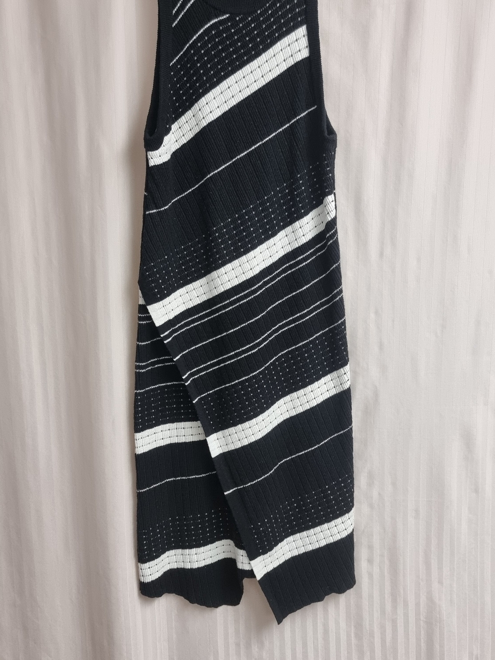 MOTH By Anthropologie ,Women's Asymmetrical Black & White Striped Knit Dress